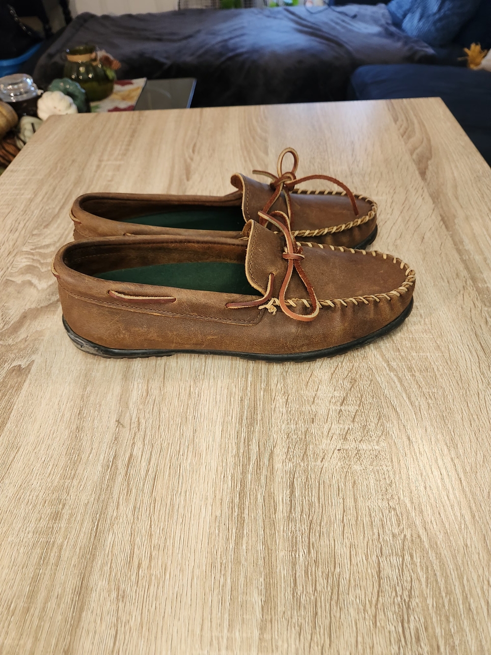 Hush Puppies Brown Leather Moccasin Loafers with Lace Tie